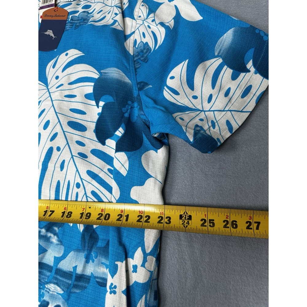 Tommy Bahama Shirt Mens XXL Blue New Silk Tropical Floral Monstera Button Front - Picture 7 of 8